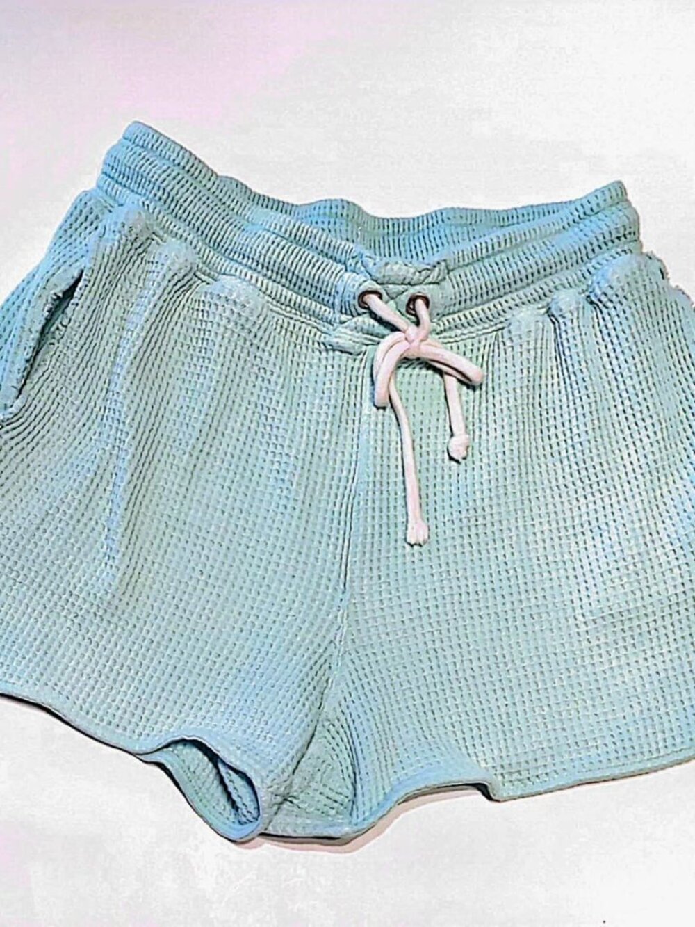 OFFLINE by Aerie Wow! Waffle Knit Dolphin Hem Lounge Shorts - Mint / Light Blue
